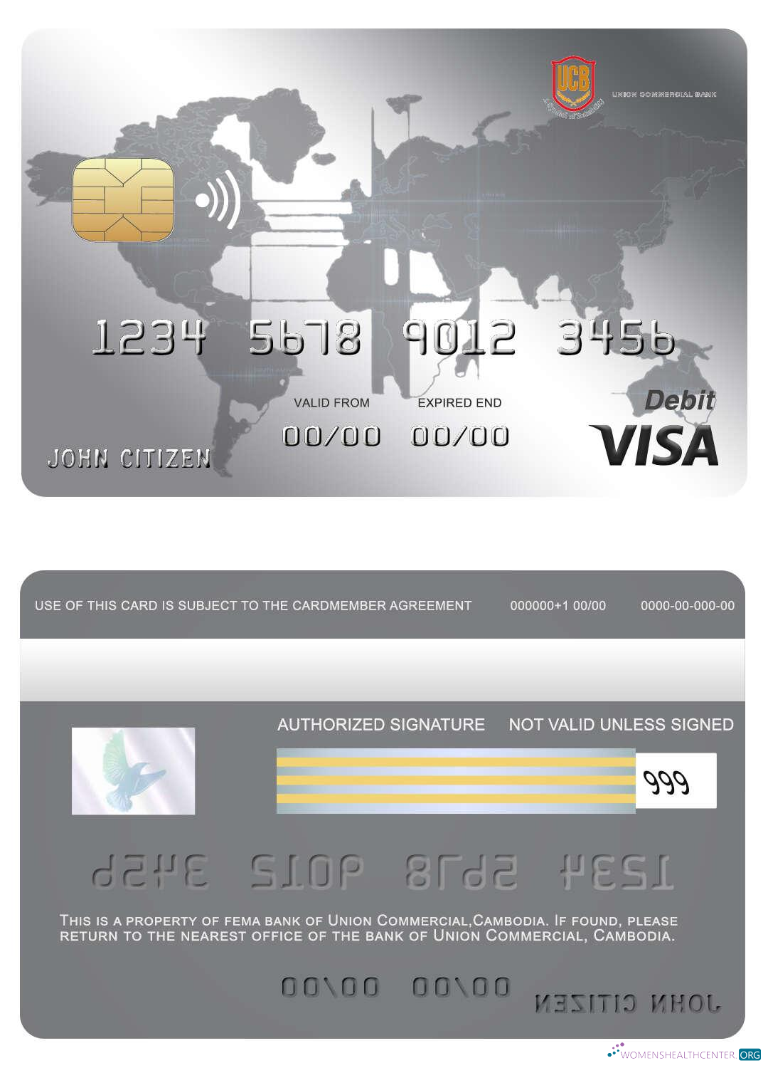 Download Cambodia Union Commercial bank visa card Photoshop template